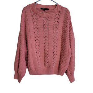 Marc New York Pink Crochet Sweater Cottagecore Cableknite Grandma Core Fisherman